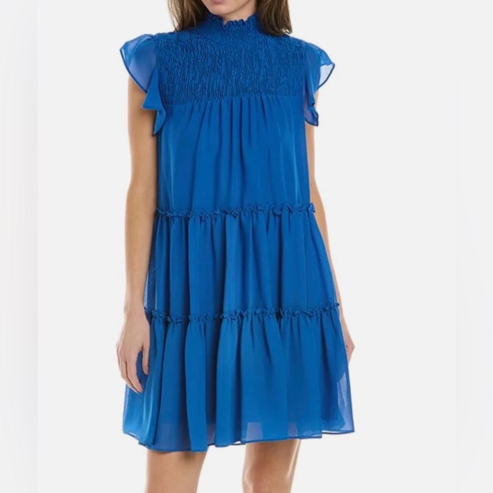 Madison Tara mini dress in blue plus size 22 women’s - smocked top, tiered